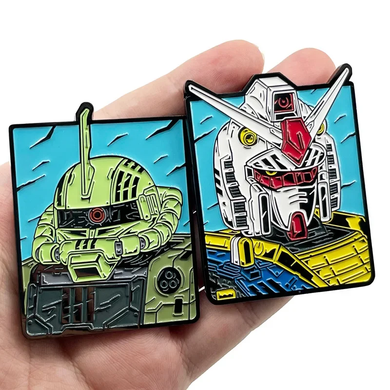 GUNDAM Brooches Cartoon Anime Figures Metal Enamel Brooch Cartoon Pin Backpack Badge Kids Gift