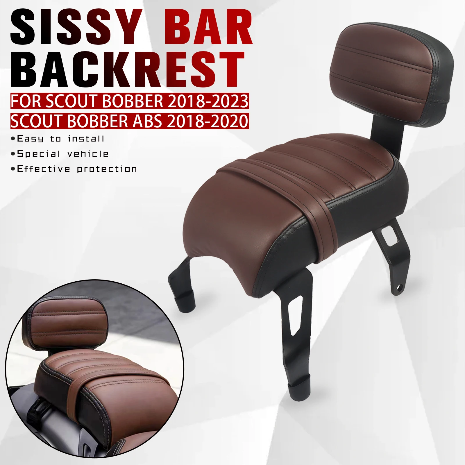 

For Indian Scout/Scout Bobber Sixty/Twenty/ABS 2018-2023 2022 Detachable Backrest With Luggage Rack Passenger Seat Sissy Bar