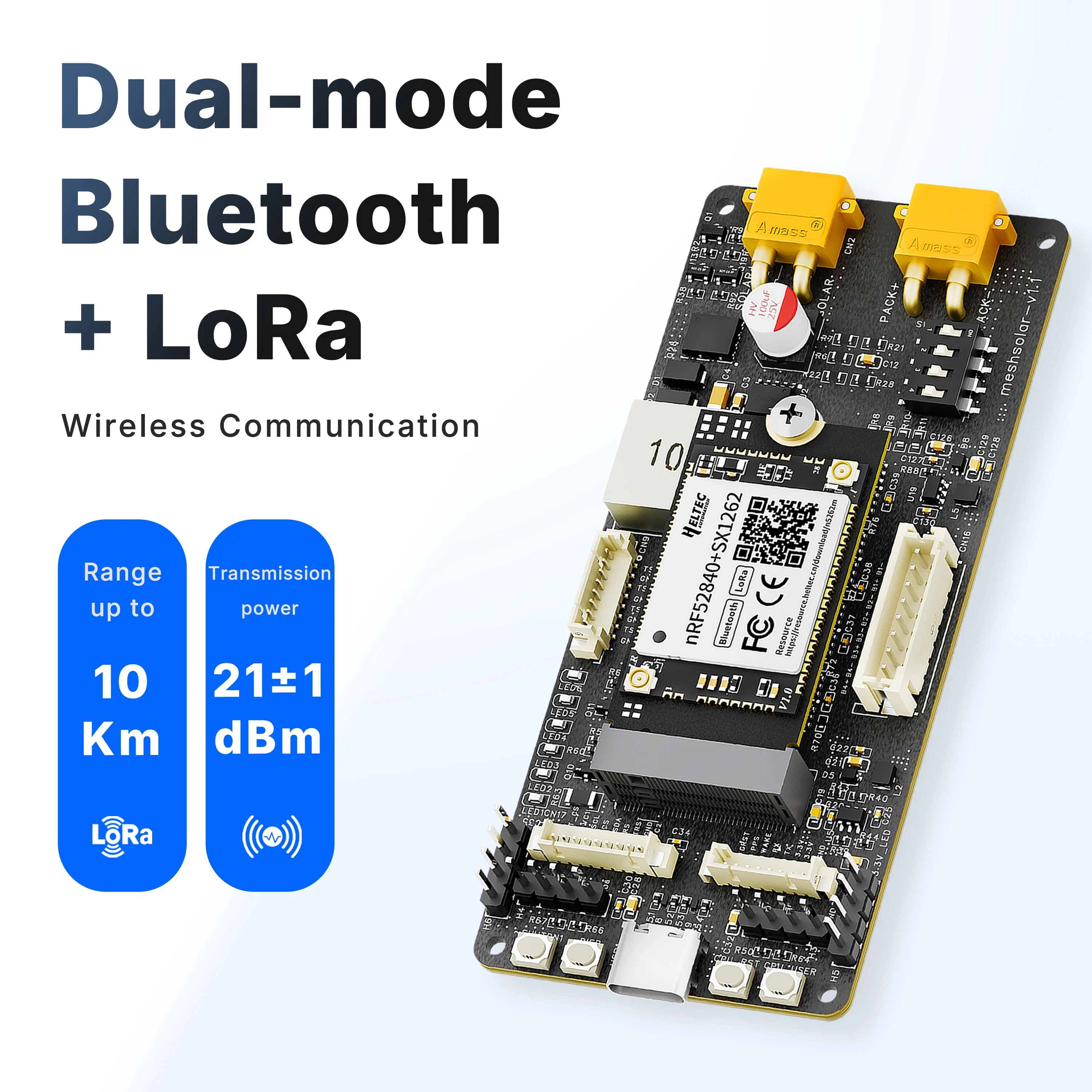 لوحة Heltec Meshtastic MeshSolar Li-ion BMS nRF52480 + SX1262 1-4 خلايا 18-24 فولت تعمل بالطاقة الشمسية DC/MPPT/USB PD3.0 شحن 10 كجم BLE LoRa