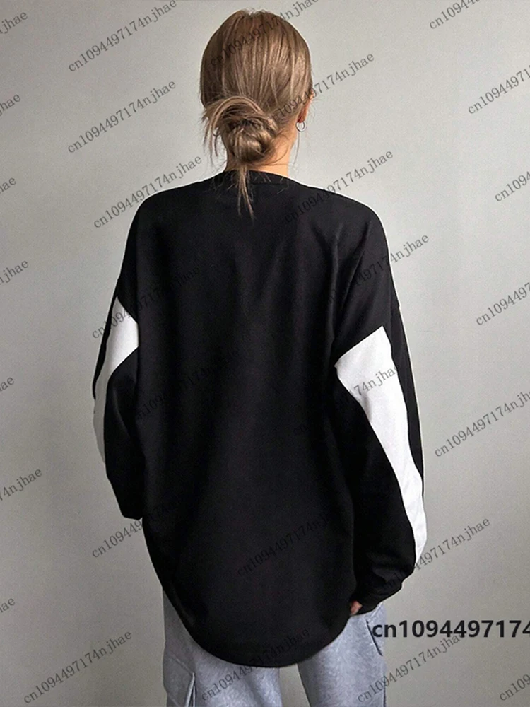 2026 Neue Mode Vintage Patchwork-Print Langarm-T-Shirt für Damen Herbst Casual Sweatshirts Sport-Pullover Oversized Oberteile – Detail 4