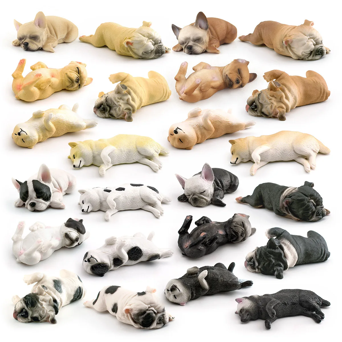 

6pcs French Bulldog Shiba Inu Dog Model Figurine Resin Simulation Pet Animal Cute Miniature Desktop Ornament Home Decoration