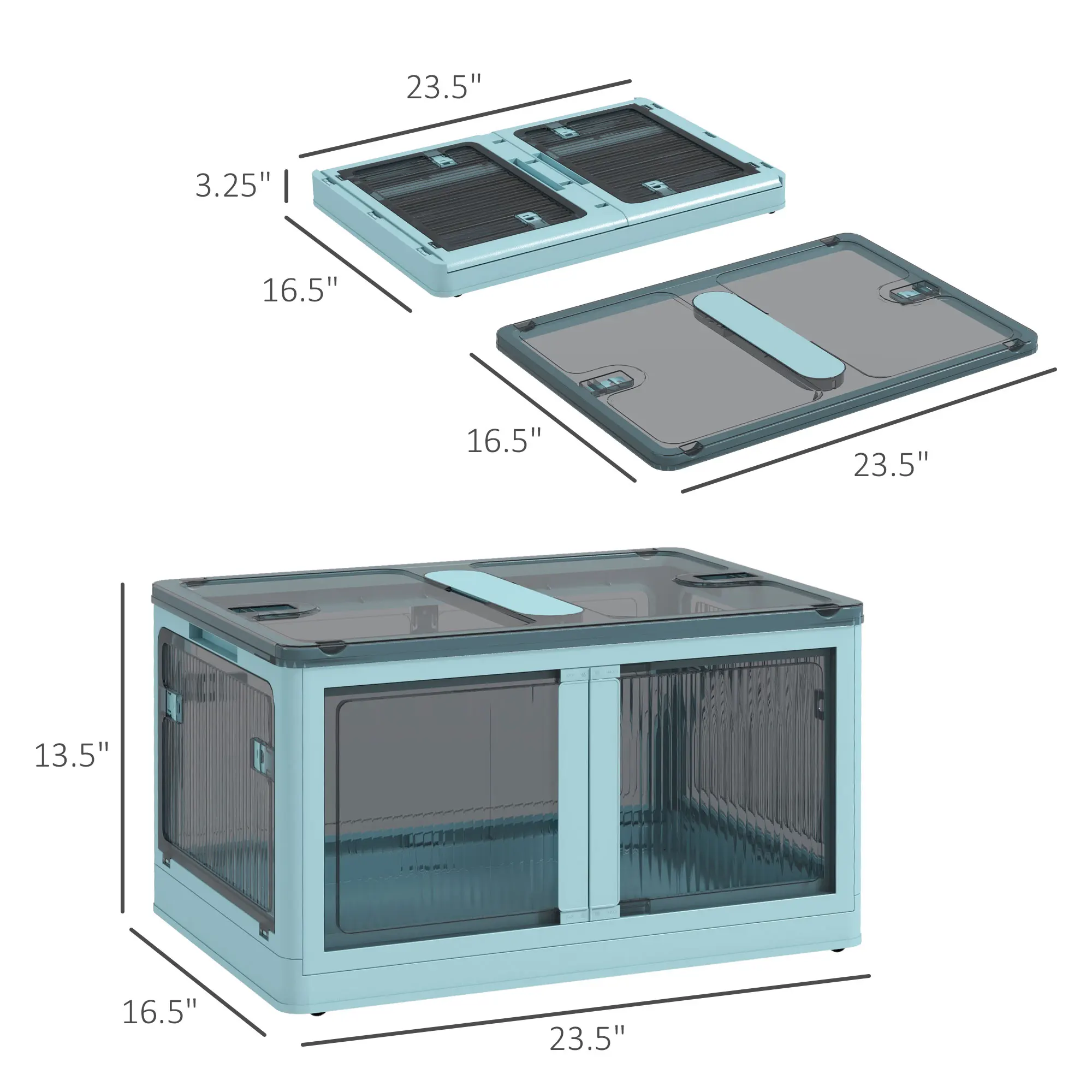 Homcom Stackable Storage Bins with Lids, Wheels, Collapsible Storage Box