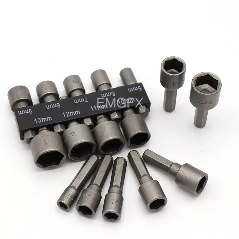 9/14pcs Hexagon Impact Socket Sleeve Set of Nozzles 1/4 3/8 Power Nut Driver Drill Adapter Tool Screwdriver Set Fixed Drill Bit