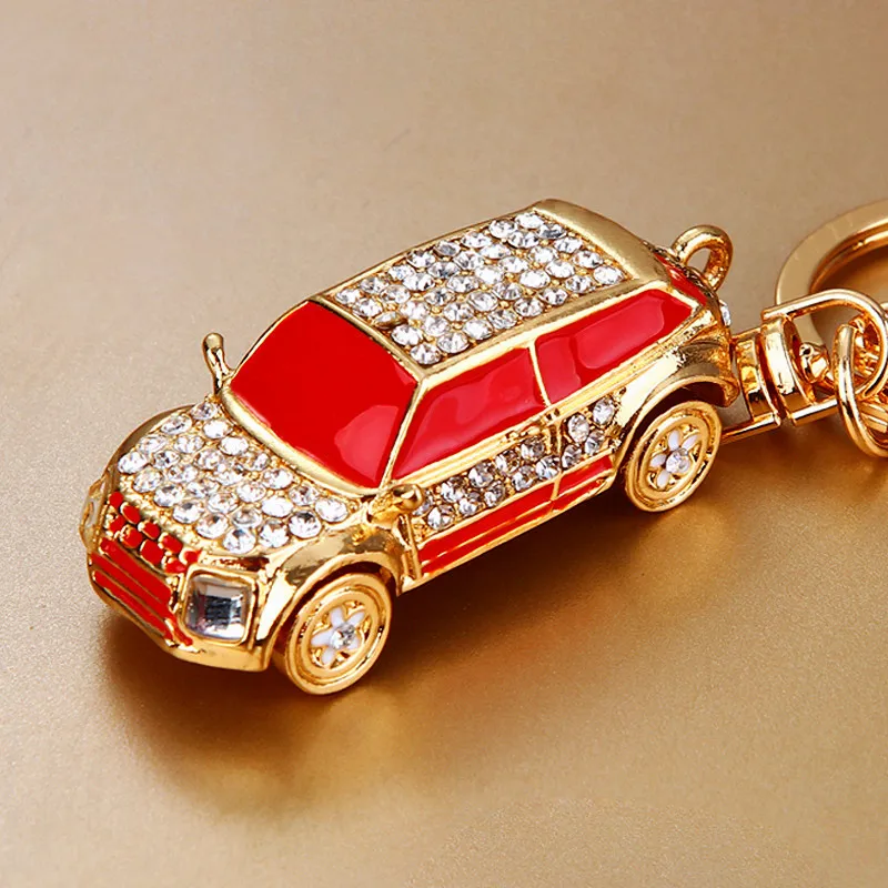 Hot Mini Car Keychain Rhinestone Car Keychain Key Rings for Men Women Car Decorations Perfect Christmas Gifts Kids Toy Gift