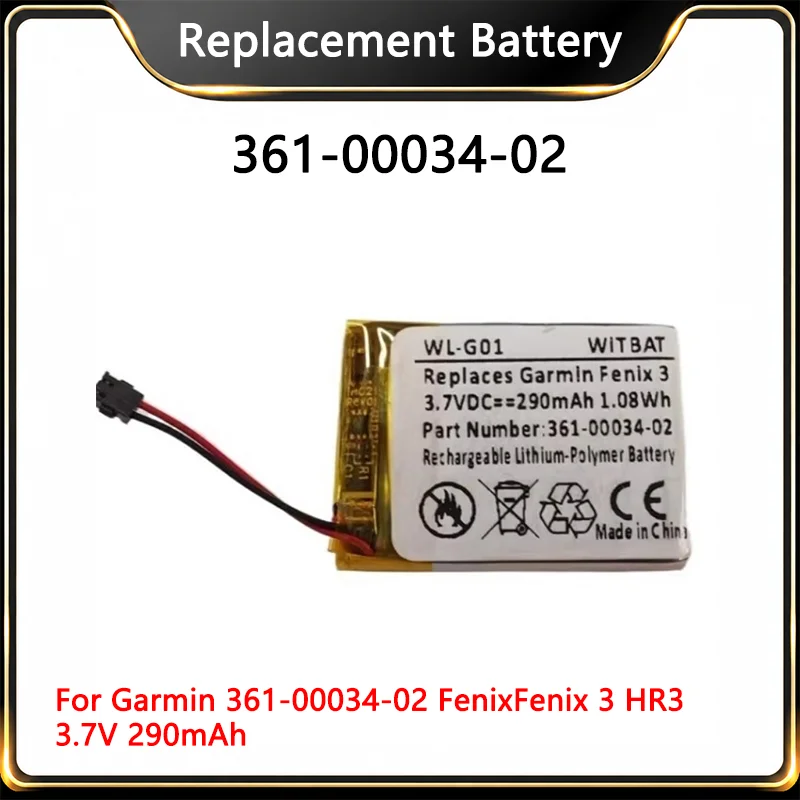 High Quality New Smartwatch Battery 3.7V 290mAh For Garmin 361-00034-02 Fenix Fenix 3 HR3