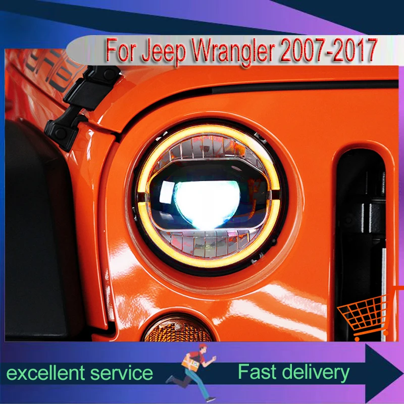 

Auto Headlights For Jeep Wrangler JK 2007-2017 Front Lamp Full LED Bulbs DRL Upgrade Head Light Projector Lens Car Accessories