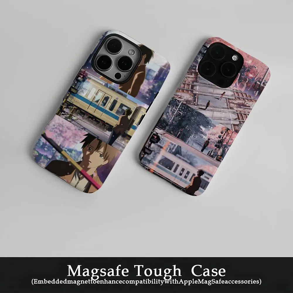 

5 Centimeters Per Second Phone Case Film Korean INS for iPhone 16 15 14 13 12 11 Pro Max Plus Luxury Magnetic Double-layer Cover