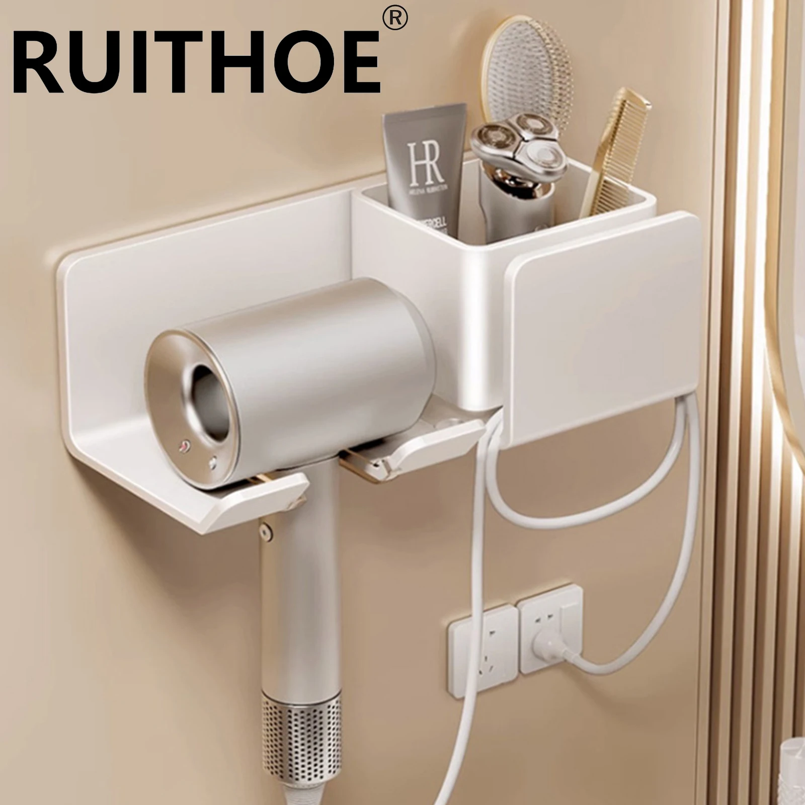 

Hair Dryer Holder Wall Dryer Cradle Straightener Stand Hairdryer Organizer Box Toilet Blower Holder Shelf Bathroom Accessories