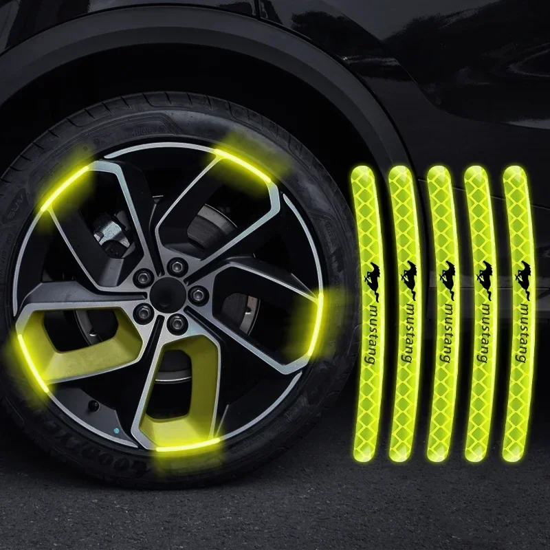 Strips Car Wheel Sticker Reflective Rim Decal For Ford Mustang Raptor Fiesta Focus 2 3 4 Mondeo Ecosport Kuga Fusion Accessories