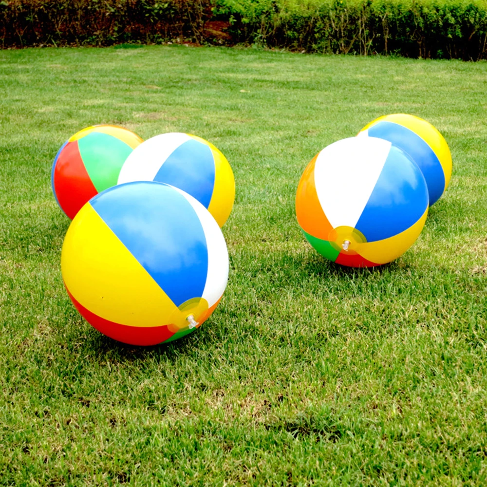 Kleurrijke Opblaasbare Strandbal Strandbad Speelbal Opblaasbare Luchtlekvrij Mondstuk Kinderen Zomer Zwemspeelgoed Kids Strandspeelgoed