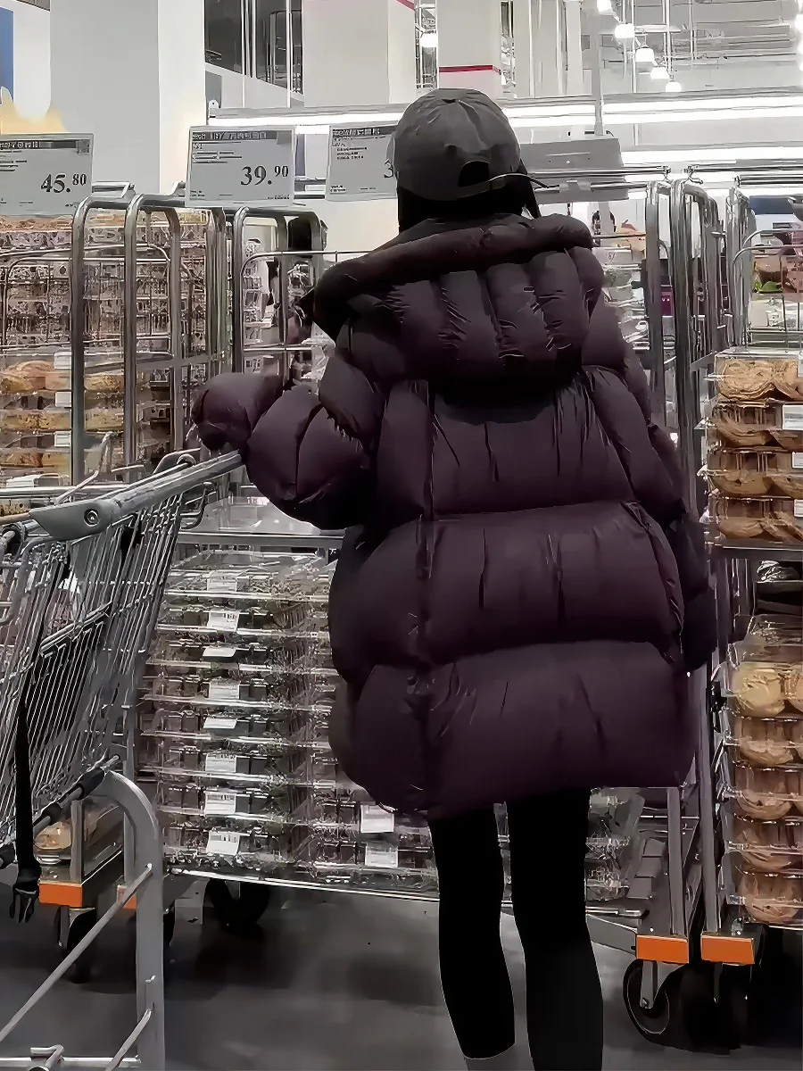 Invierno Thiened blanco Du down Puffer Jaet mujer con capucha pan Sle abrigo moda viaje Sle longitud Regular