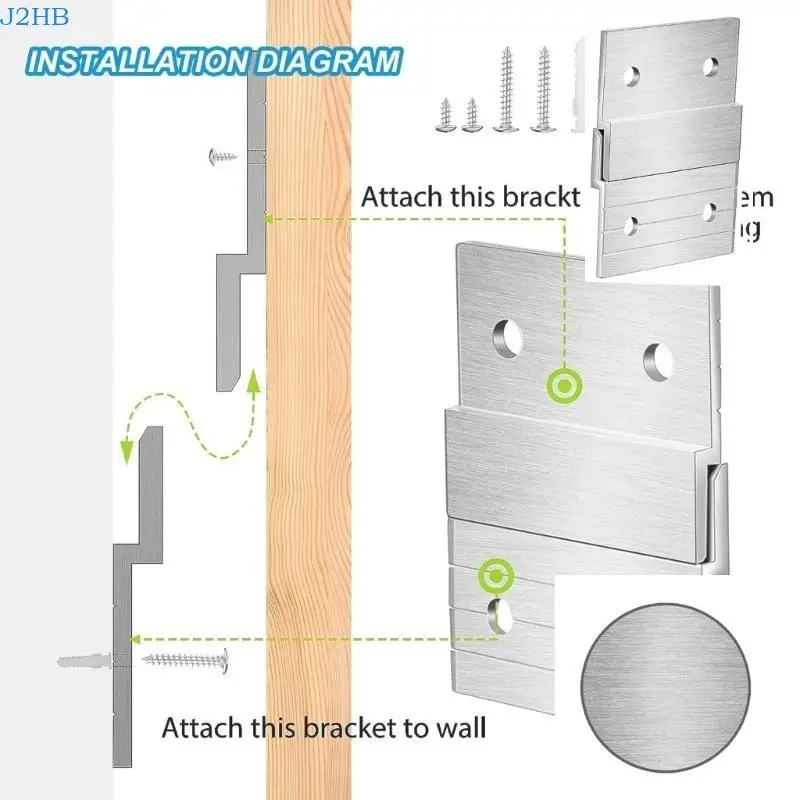 J2HB 8 Pair Interconnected Wall Mount Brackets set Metal for Hanging Mirrors & Shelves