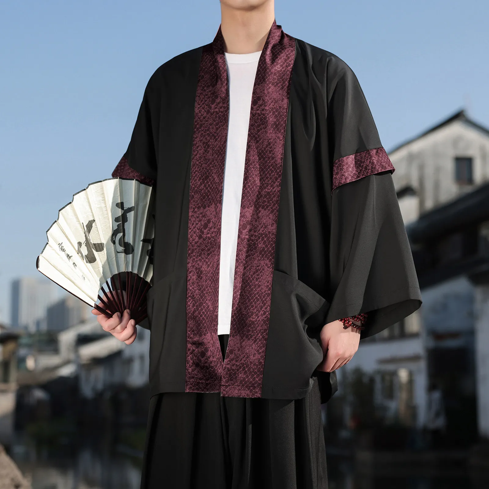 Japan Samurai Shirt Men Sumo Wrestler Casual Oversize Coats Men's Japan Style Vintage Print Loose Kimono Traditional Male Shirts