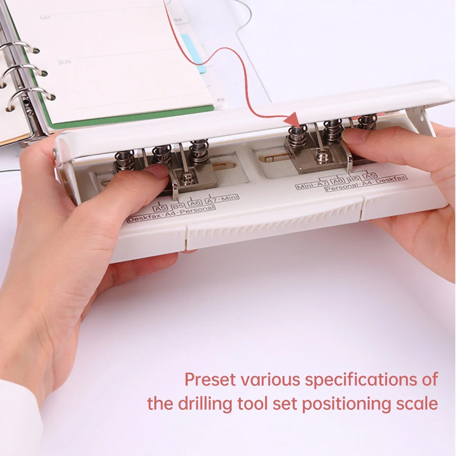 

A4/a5/a6/a7/b5/personal/deskfax Desktop Planner Puncher Capacity Dairy Adjustable 6-hole Kw-trio Punch for Organizer 10 Sheet