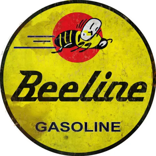 Round Beeline Gasoline Motor Oil Sign Garage Art