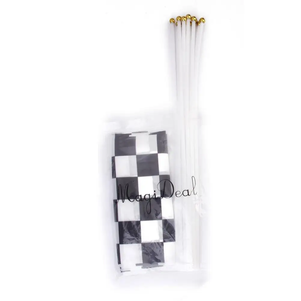 

12Pcs Black White Checkered Flags 30x20cm Banner Waving Flags Pole 40cm Suitable Size Easy Assemble Car Racing Fans