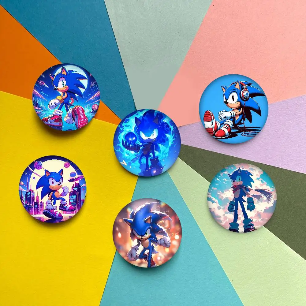 Movie S-Super-SonicS Cartoon Brooches Anime Badge Round Handmade Brooch Lapel Pins Jewelry For Backpack Clothes Gifts