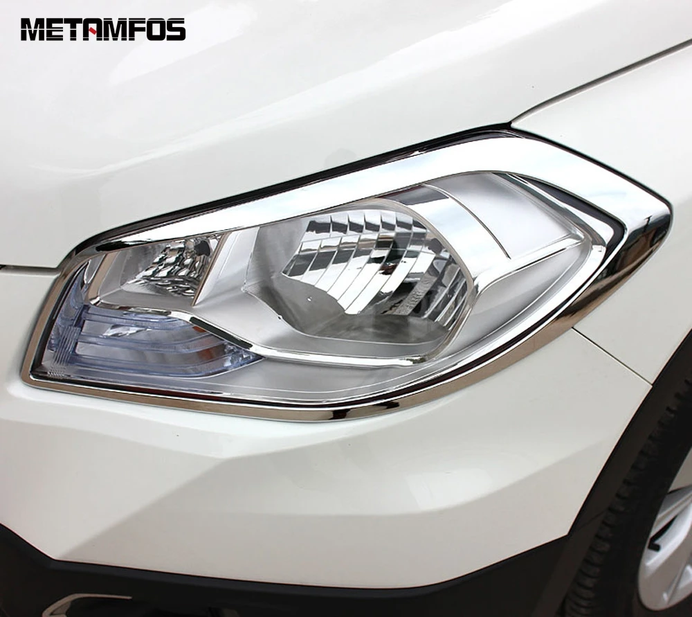 For Suzuki SX4 S-Cross Crossover 2013 2014 2015 Chrome Head Light Lamp Cover Trim Headlight Protector Frame Exterior Accessories