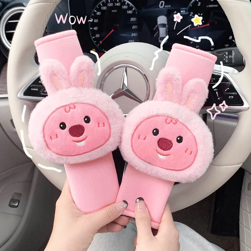 Cute Beaver peluche bambola di pezza cintura di sicurezza protezione della spalla Kawaii interni carino copertura protettiva morbida delle donne accessori per auto