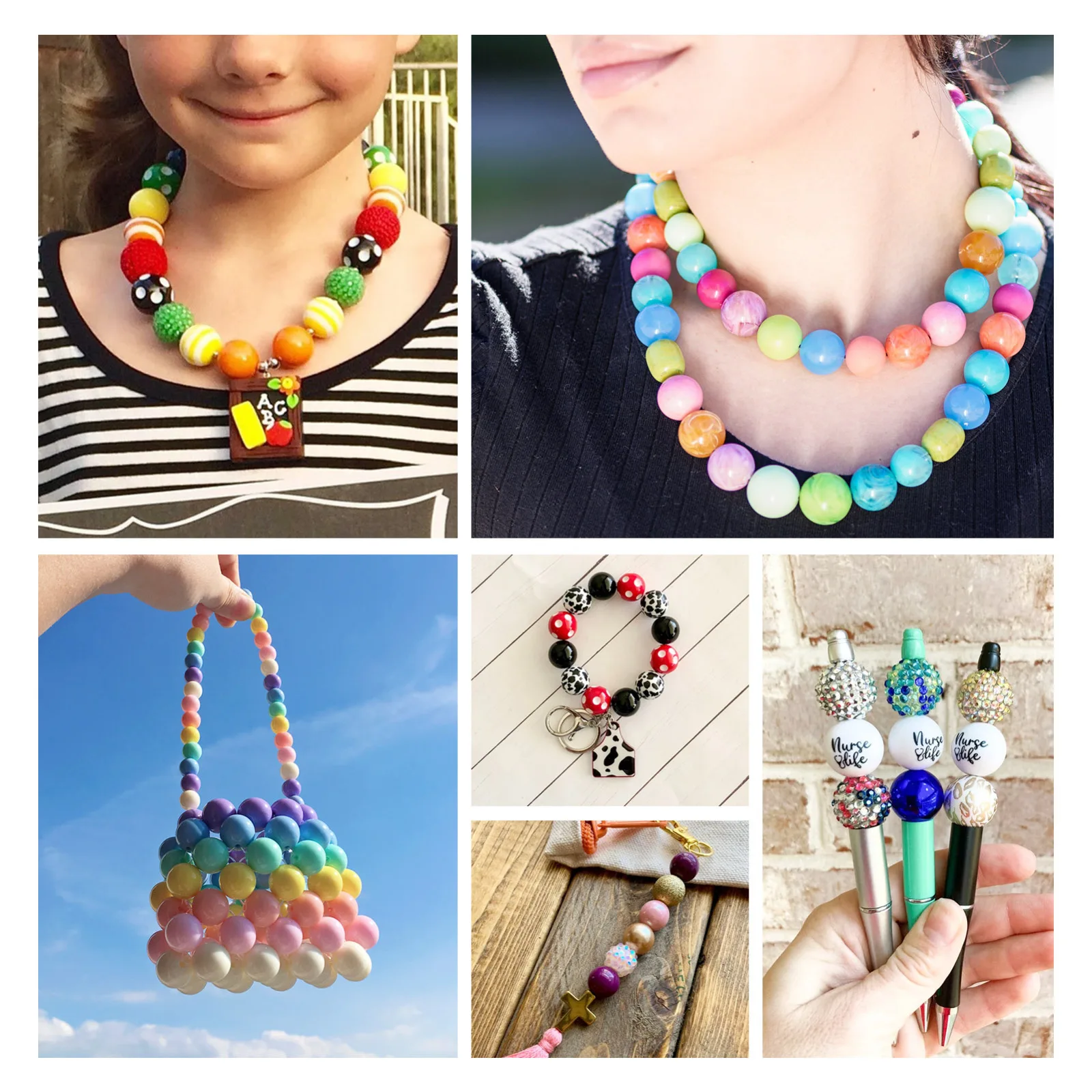 60-82Pcs 20mm Bubblegum Round Acrylic Beads Colorful for Beads DIY Women Girls Necklace Bracelet Keychain Making Accessories