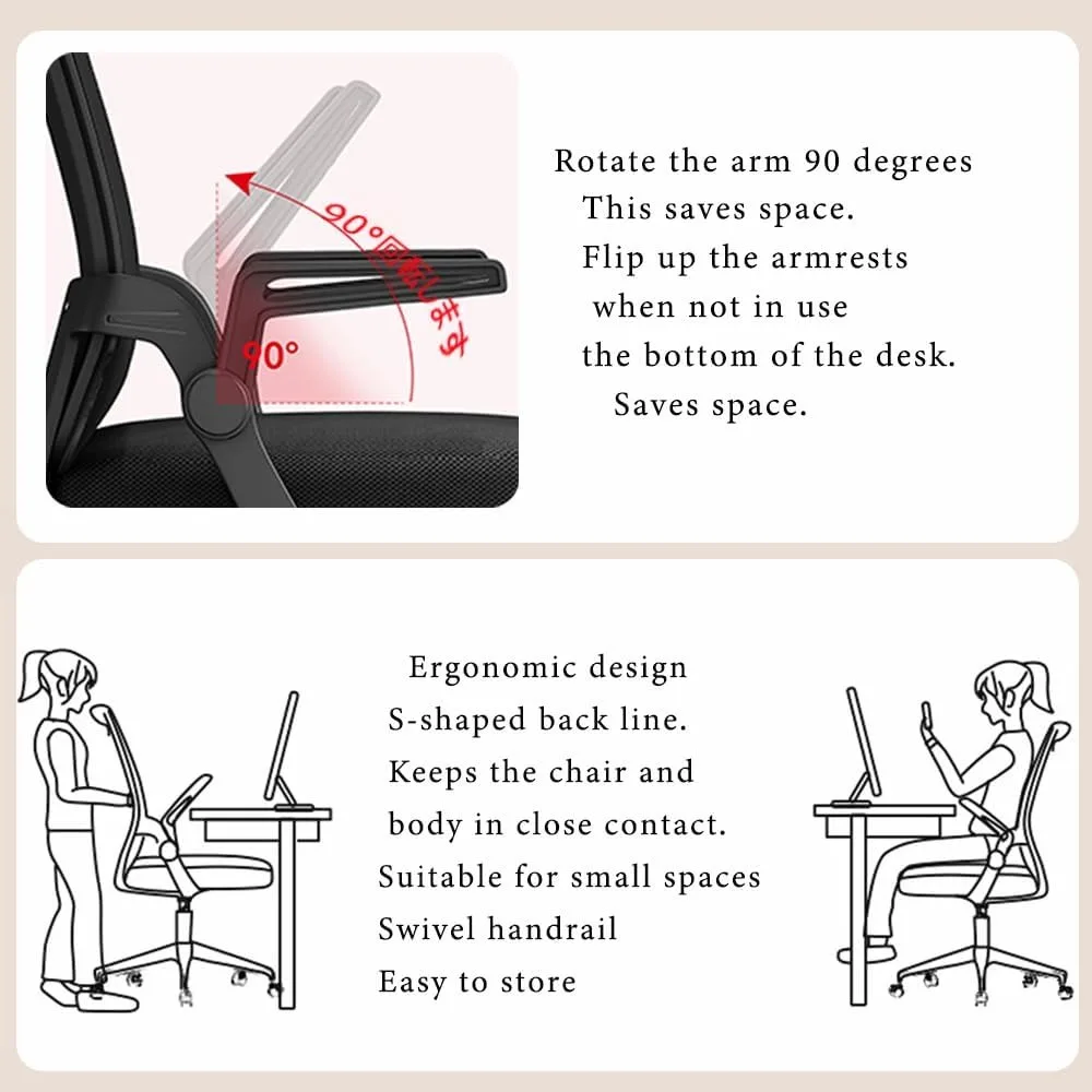 Computer Chair Home Office Chair Ergonomic Desk Chair Mesh Computer  With Folding Lumbar Support Armrest Gamer Gaming image 3