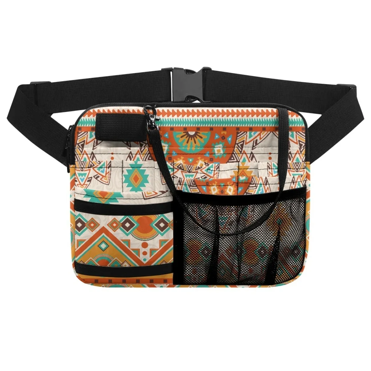 Luxury Tribal Ethnic Design Fashion Waist Bag Hospital Work Portable Adjustable Belt Bag Multi Pocket Medical Tool Storage Pouch