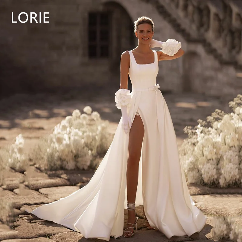 

LORIE Flower A-line Sexy Wedding Dress Side Split Without Glove Princess Bridal Gowns Backless Wedding Gown Customized 2025