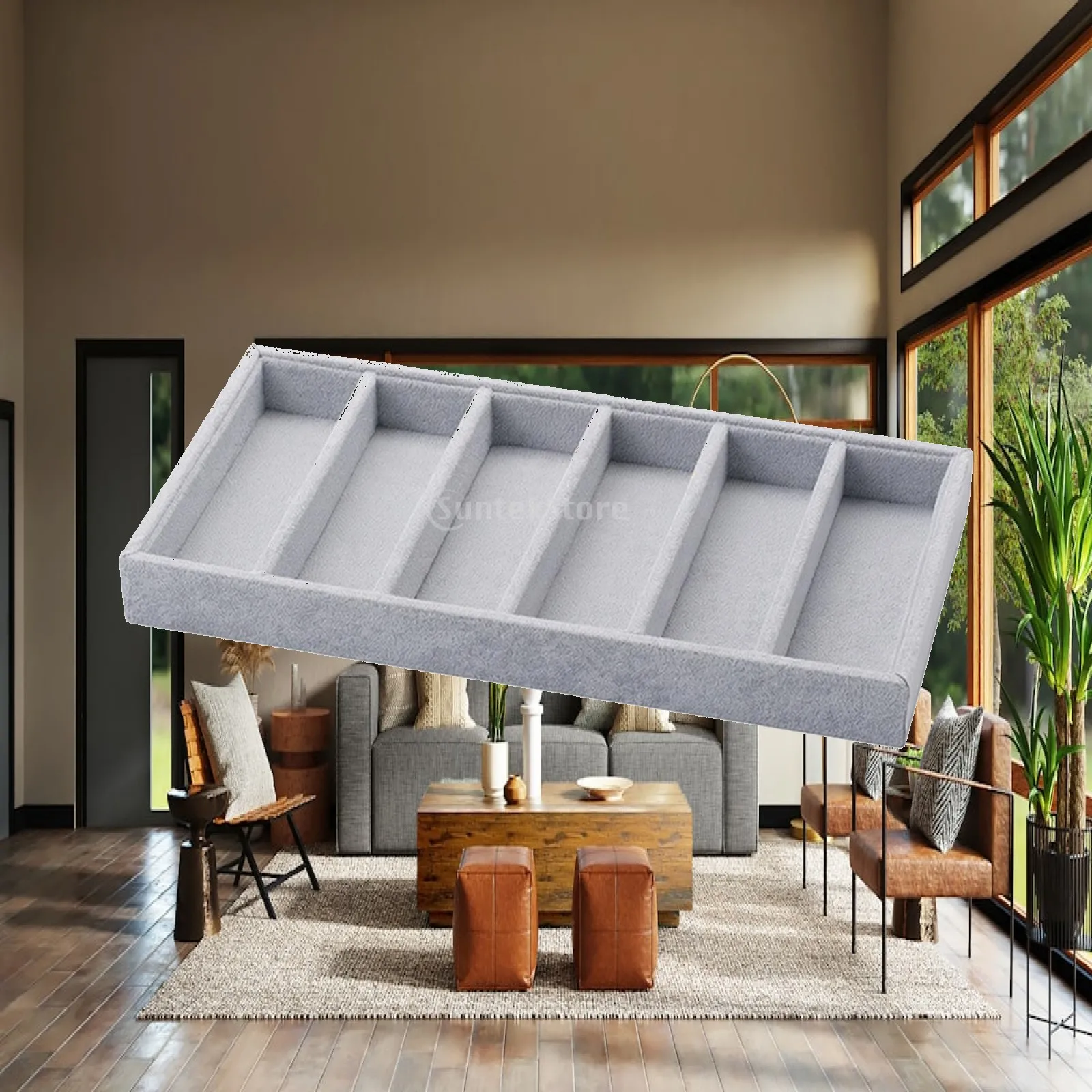 Flocking Material Glasses Holder Tray 35x18x3.5cm for Eyeglasses Storage Box for Sunglasses Organizer Case
