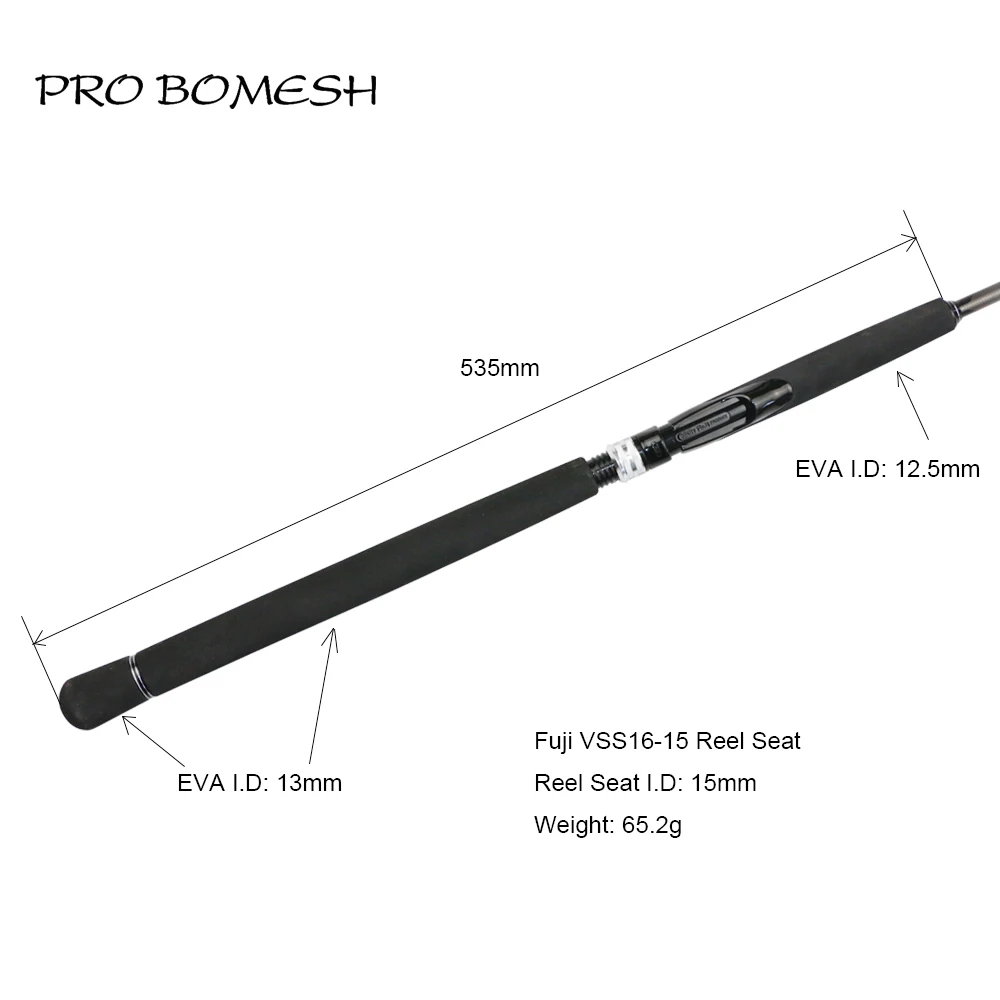 

Pro Bomesh 1 Set 65.2g Fuji VSS 16# Spinning EVA Handle Kit Sea Bass Rod Boat Rod Handle Kit DIY Fishing Rod Pole Accessory