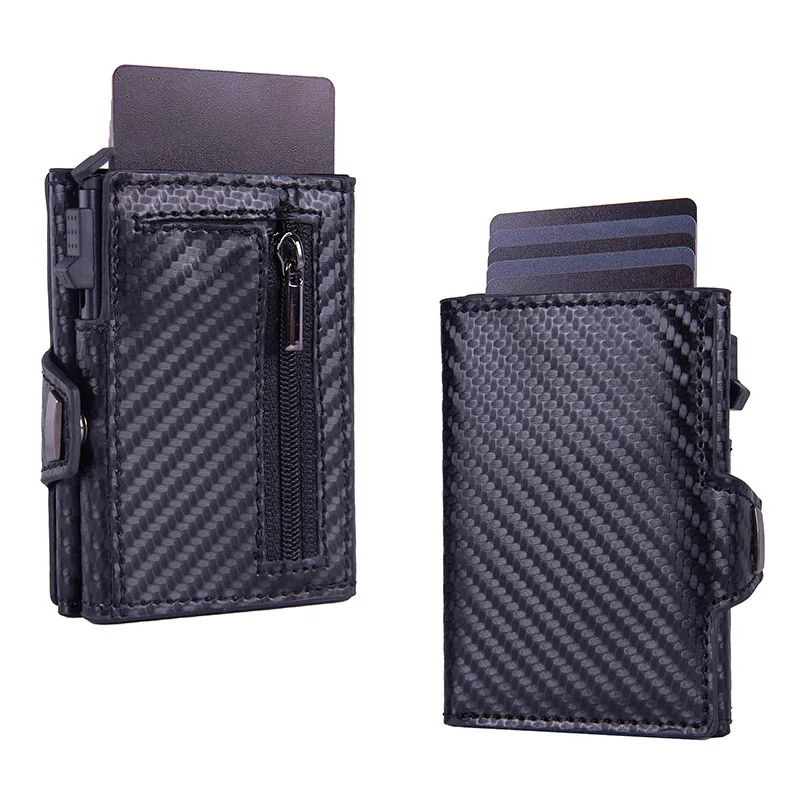 

Carbon fiber Automatic Pop Up Men Purse Signal Shielding Bag Faraday Bag ID Credit Card Holder Rfid PU Leather Money Clip