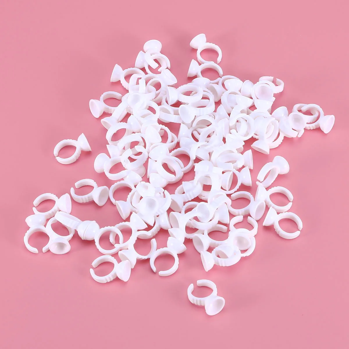 

500Pcs Eyelash Makeup Ink Ring Holder Disposable Tattoo Pigment Cups Clear Ring Holder Tool for Lash Extension