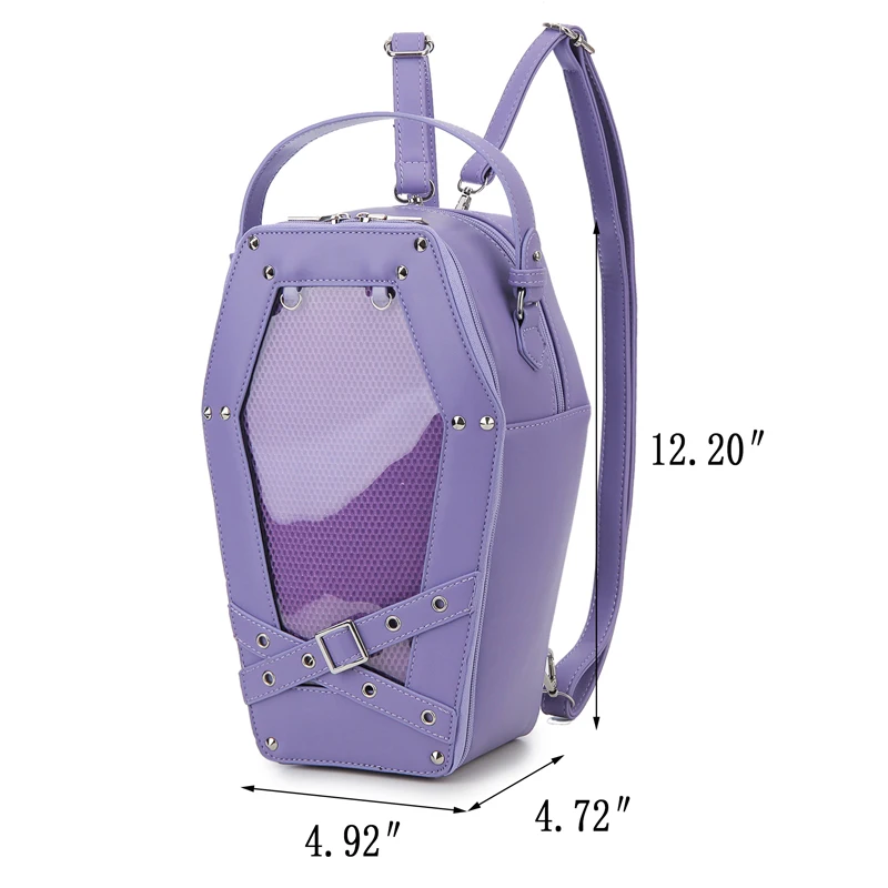 Gothic Punk Coffin Shape Ita Bag Women Clear Backpacks Dark Lolita Handbag and Shoulder Bag Girls Cosplay Designer 2 Insert