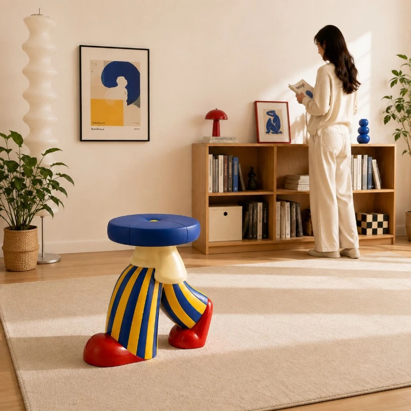 Creative Shoe Changing Stool Unique Funny Magic Clown Footrest Home Entry Door Aesthetic Decorative Art Stool Room Furniture