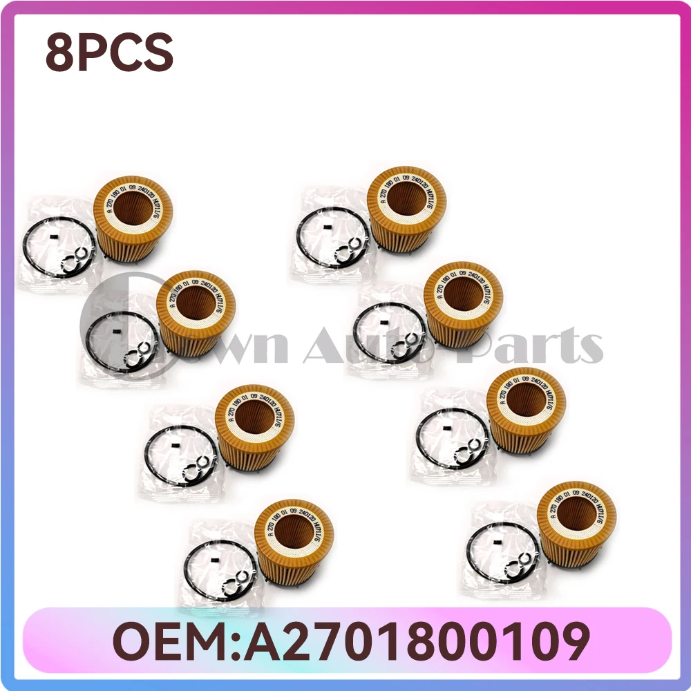 

8Pcs Engine Oil Filter Elements A2701800109 2701800009 For Mercedes Benz GLB250 C300 A220 GLA250 GLC300