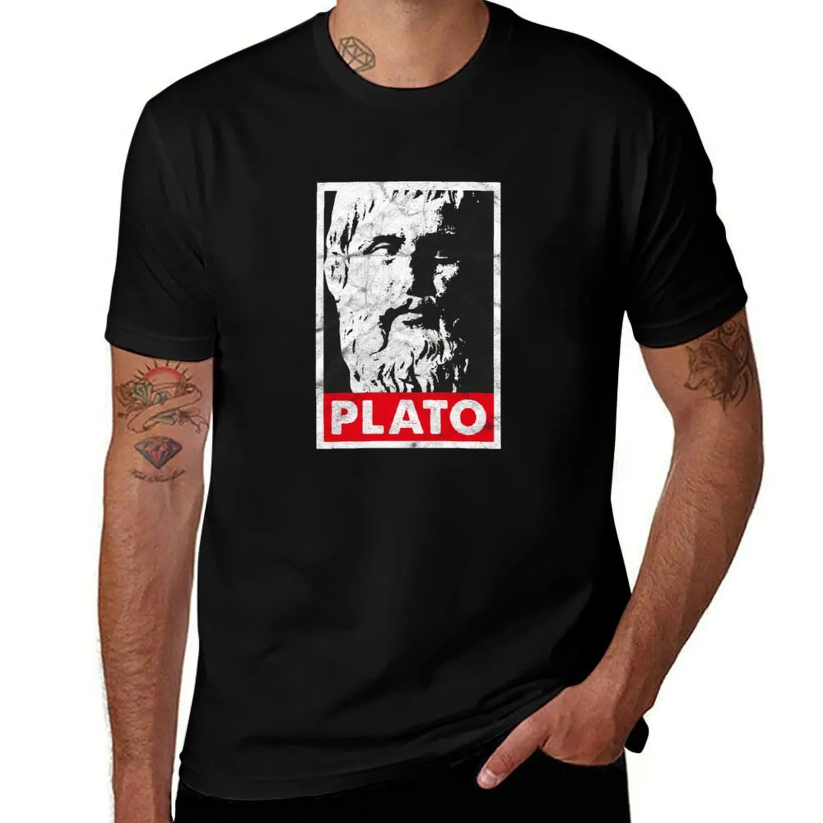 T-shirt décontracté à manches courtes d'été léger, style vintage, thème Philosophie Grecque (Platon, Aristote, Socrate)