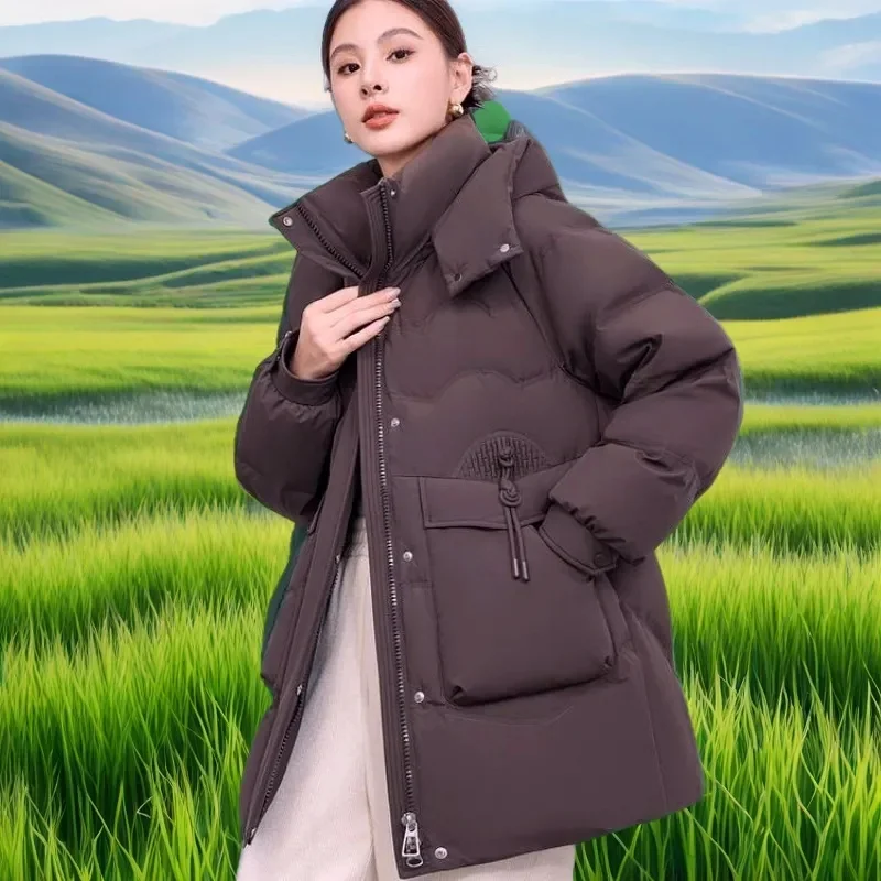 

Warm Cotton Padded Coat Female 2026Winter New Down Jacket Women's Parkas Middle-Aged Mothers Outwear Thicken Hooded Overcoat Top