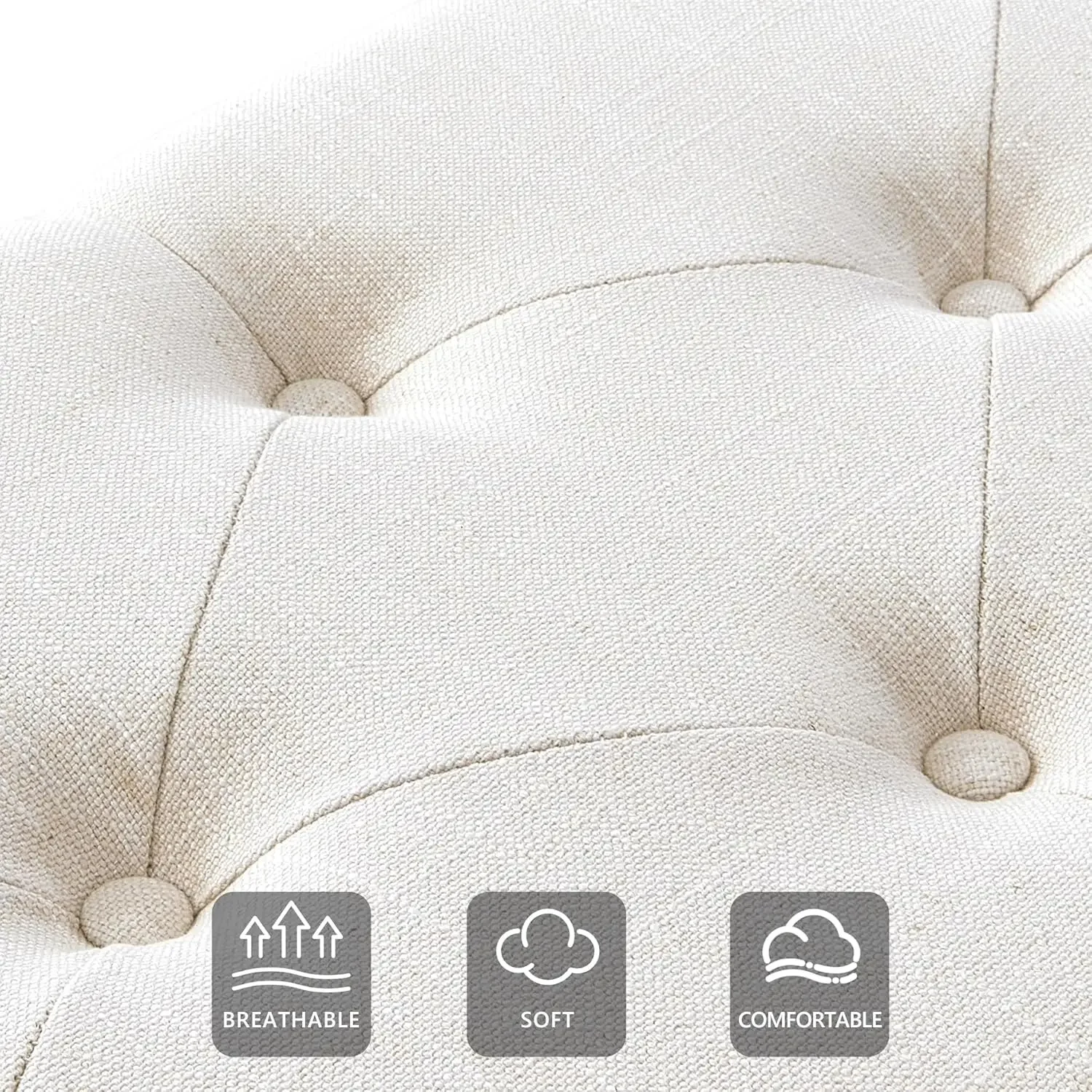 مقعد منجد لغرفة النوم نهاية السرير، مقعد مدخل 42.5 بوصة لغرفة المعيشة، مقعد طعام مع مقعد مبطن وخشب صلب #5