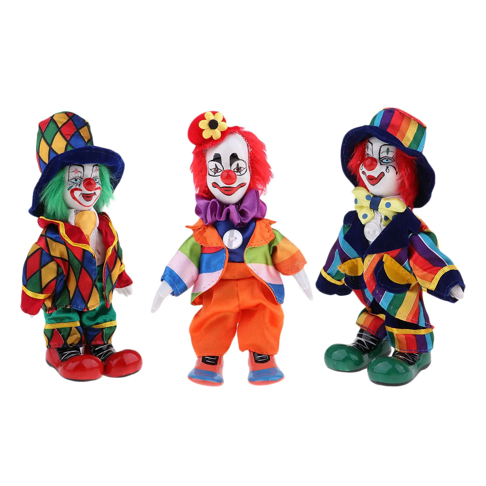 Porcelain Clown Doll Arts for Desk Decoration Ornament Kids Birthday Gift Collections