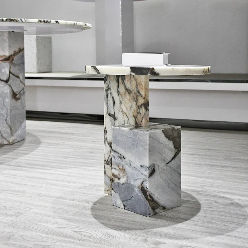 Modern Nordic Style Living Room Furniture Luxury Natural Stone Square Round Natural Marble Wholesale Customization Side Table