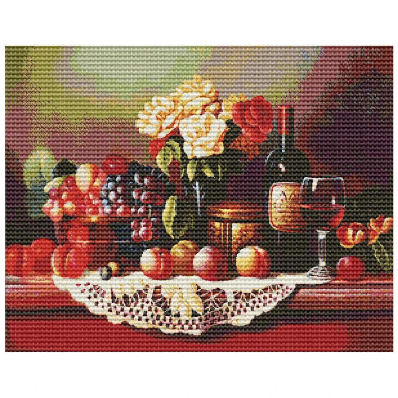 

Fruit and Wine Pattern Cross Stitch DIY Kit New Fashionable Cloth Embroidery Printed Fabric Set Handicraft Decorative Painting