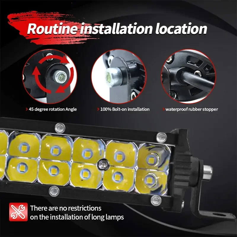 HQS HQS-DB Slim 12V 24V LED Light Bar 20 10 Inch Spot Flood Combo Beam New SUV 4X4 Retrofit/Upgrade Auto Driving Work Lamp view 4