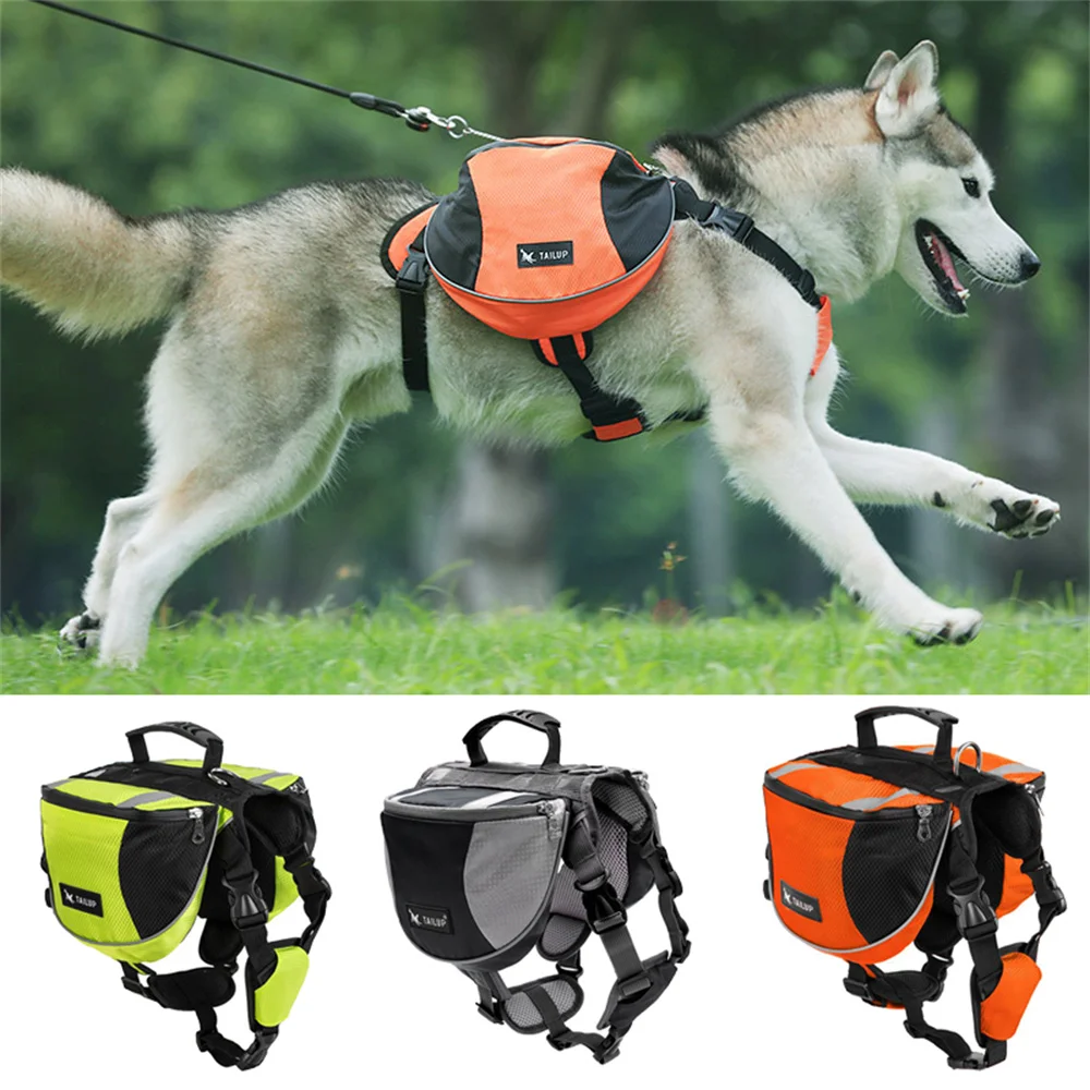 Dog Weight Training Backpack Harness Vest Reflective Strap Outdoor Self-Carrier Pet Bag with Storage Pockets