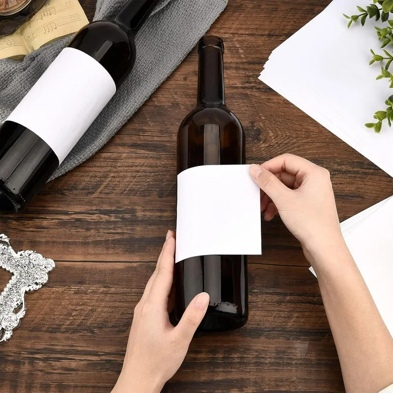 20 Sheets/100pcs Blank Wine Label 2 Sizes Matte White Label Sticker Adhesive Wine Bottle Labels Inkjet Printable Stickers