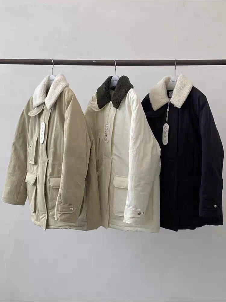 

Женская пуховая куртка Miss Candy в корейском стиле, свободного кроя, с пышным воротником, средней длины, для уличного стиля, теплая верхняя одежда