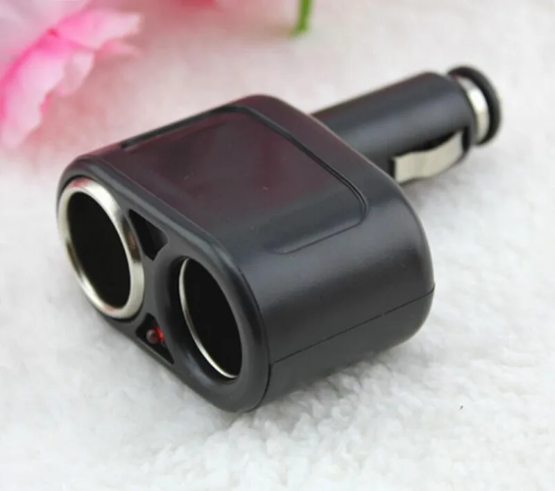 12V Auto Cigar Lighter 2 Socket Splitter Adapter Convert 1 to 2 Outlet For Car Electronic Accessories Black