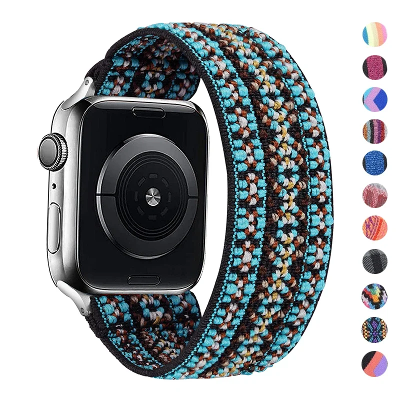 Scrunchie Strap pour Apple Watch Ultra Band, Bracelet en nylon élastique, iWatch Series 7 SE, 6, 5, 3, 8, 40mm, 44mm, 41mm, 45mm, 38mm, 42mm, 49mm