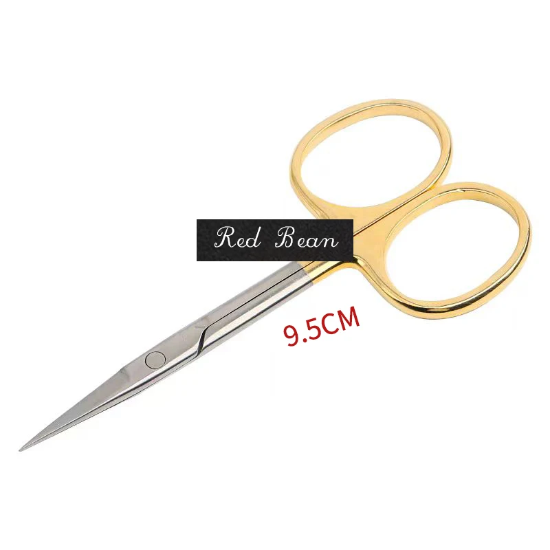 Gold Handle 9.5cm Conjunctival Scissors Double Eyelid Express Curved Tip Straight Tip Eye Cosmetic Scissors