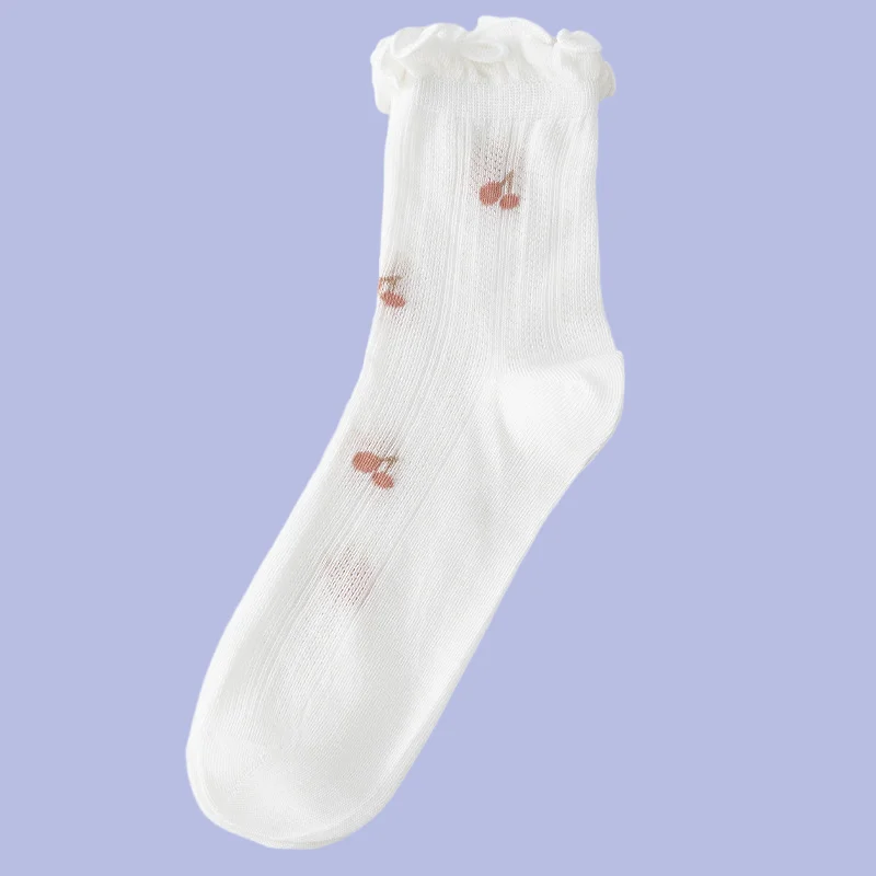 Chaussettes mi-tube en dentelle fine pour femmes, chaussettes monochromes respirantes, haute qualité, été, 5/10 paires