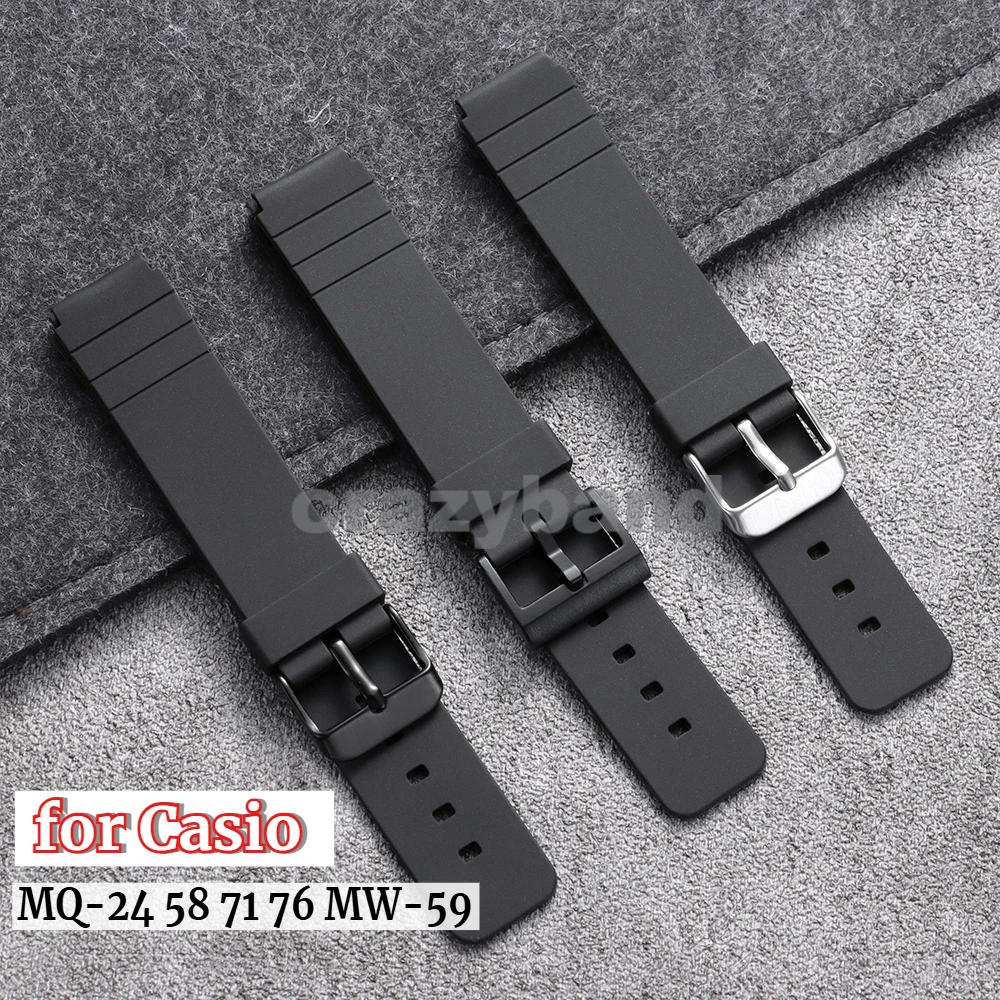 Correas de reloj de silicona de 16mm para Casio MQ-24 58 71 76 MW-59, pulsera deportiva impermeable para hombres y mujeres, accesorios para reloj con herramientas