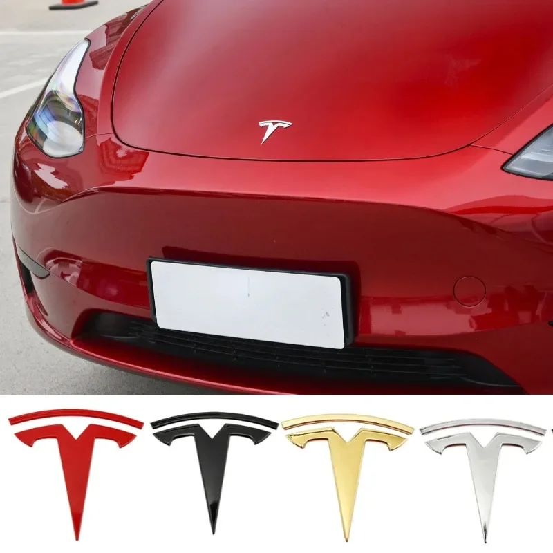 Metal Car Front Hood Cover Emblem Sticker for Tesla Model 3 Mode Y Auto Rear Trunk Badge Decal Exterior Accessories